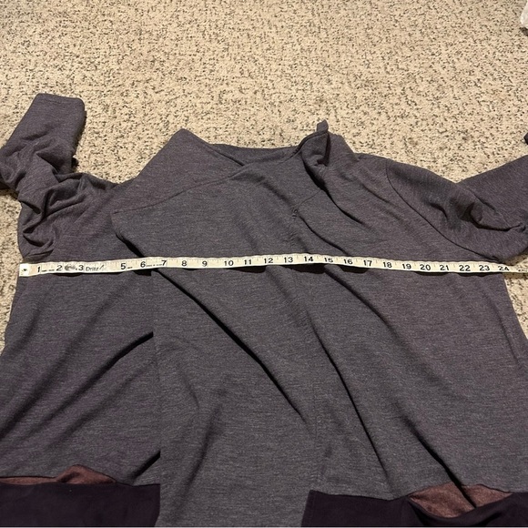 LOGO Lounge Purple Plum Asymmetrical Draped Open Front Cardigan Size XL - Picture 8 of 10